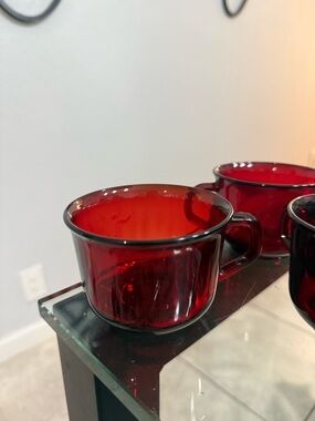 Red Glass Tea Cups (6)